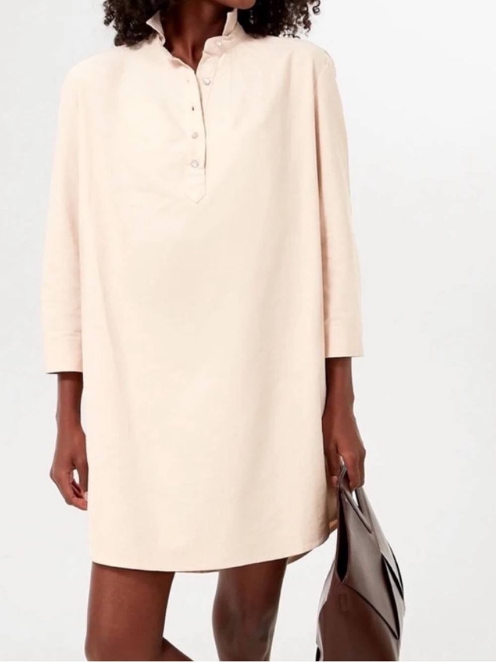 Tuckernuck Pomander Place Polly Shirt Dress Light tan cream cotton preppy